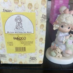 Precious Moments Girl with Lamb in Cream and Pink